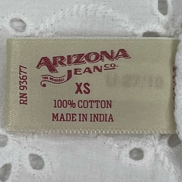 Arizona Jean Co Blouse Eyelet Cotton Long Sleeve Button Up Western White XS - Picture 11 of 14